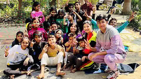 Vipul Jain with underprivileged children