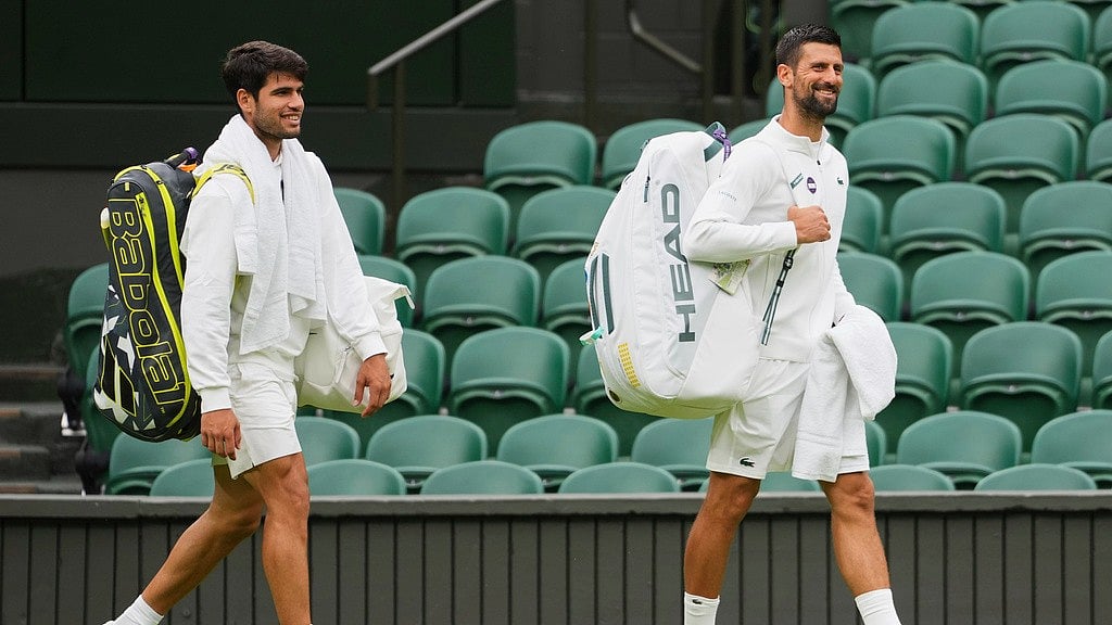 Wimbledon 2025 practice Carlos Alcaraz Novak Djokovic