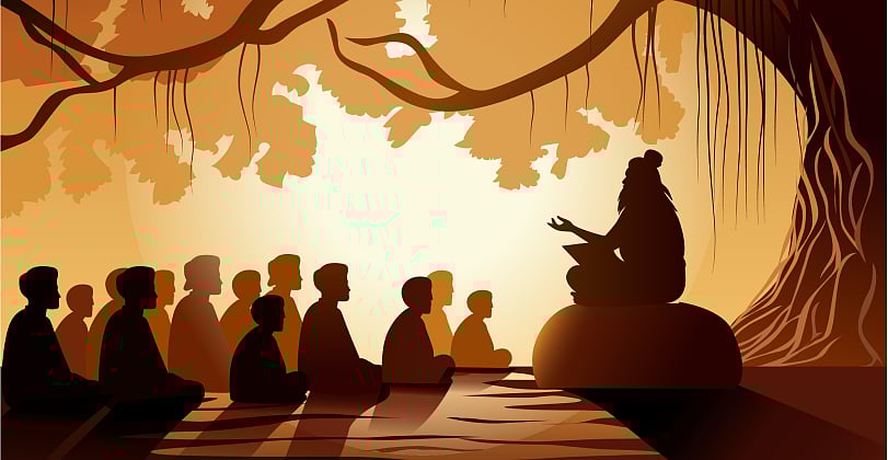 Dronacharya with his disciples