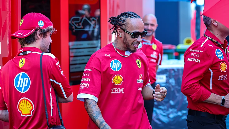 Lewis Hamilton pictured arriving at the Austrian Grand Prix