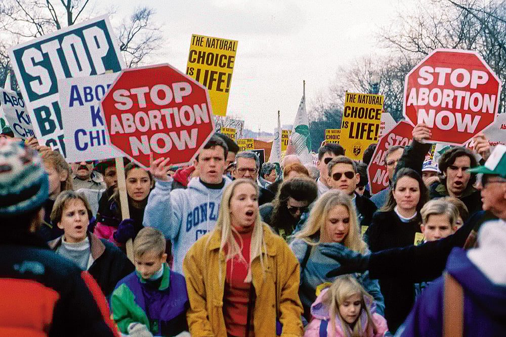 Photo: Shutterstock : One Voice: People participating in the annual ‘March for Life’ outside the Supreme Court in Washington in 1995