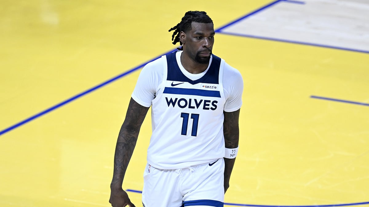 Naz Reid (11) of Timberwolves in action during NBA Playoffs game 4 between Minnesota Timberwolves and Golden State Warriors at Chase Center on May 12, 2025 in San Francisco, California, United States.