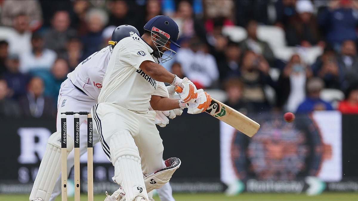 Indias Rishabh Pant plays a shot on day four. AP
