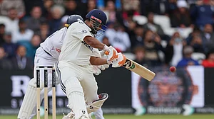 AP Photo/Scott Heppell : India's Rishabh Pant plays a shot on day four of the first cricket test match between England and India at Headingley in Leeds, England.