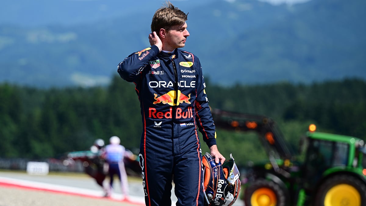 Max Verstappen pictured after crashing out of the Austrian Grand Prix.