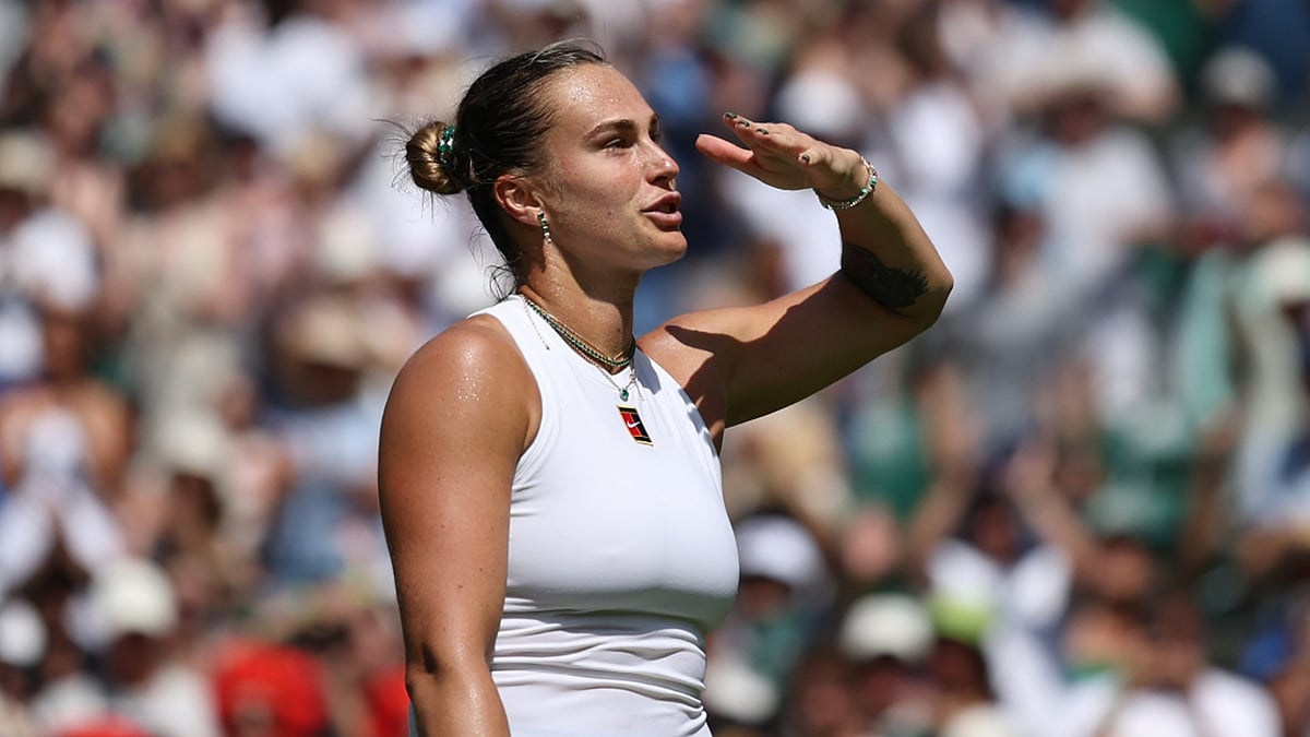 Top Seed Aryna Sabalenka at Wimbledon 2025.