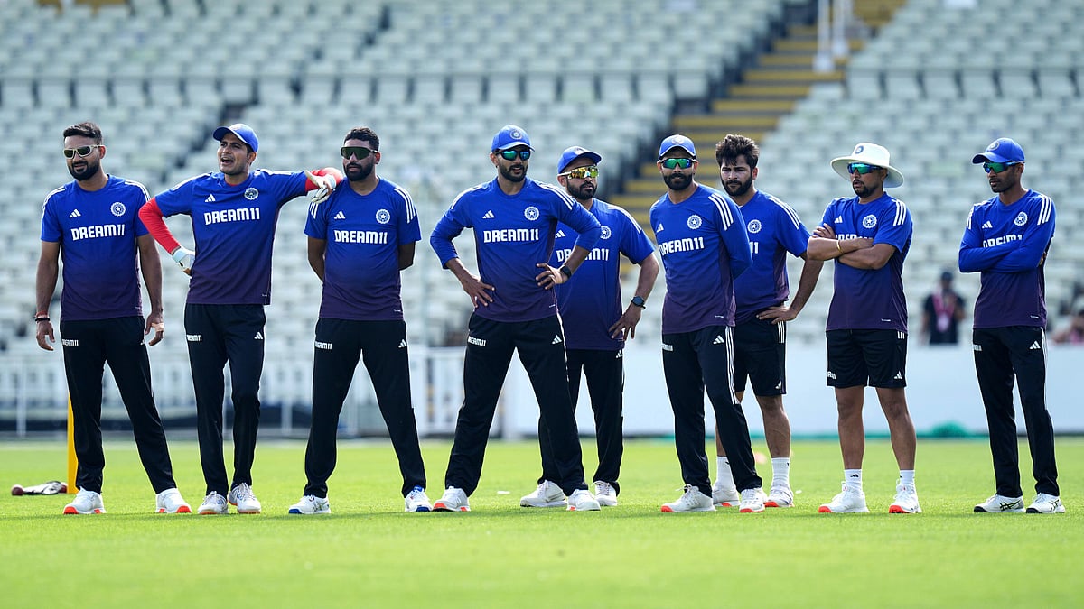 India players take part in a nets session at Edgbaston, in Birmingham, England. AP