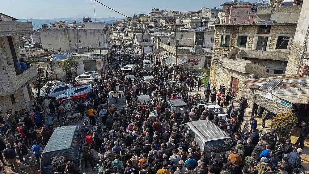 | Photo: AP/Omar Albam : Syria Clashes: Funeral procession for four Syrian security force members | Representational Image