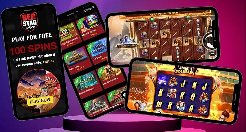 Red Stag Mobile Page And Lobby, Wheel Of Big Wins, Mascot Madness