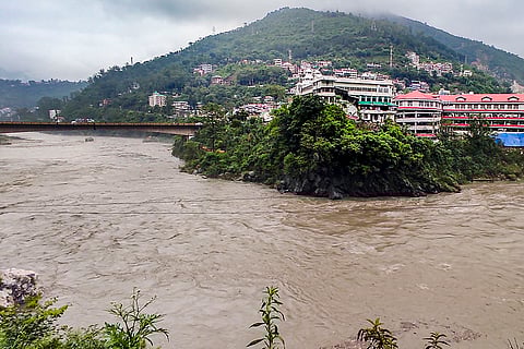 Swollen Beas river in Mandi