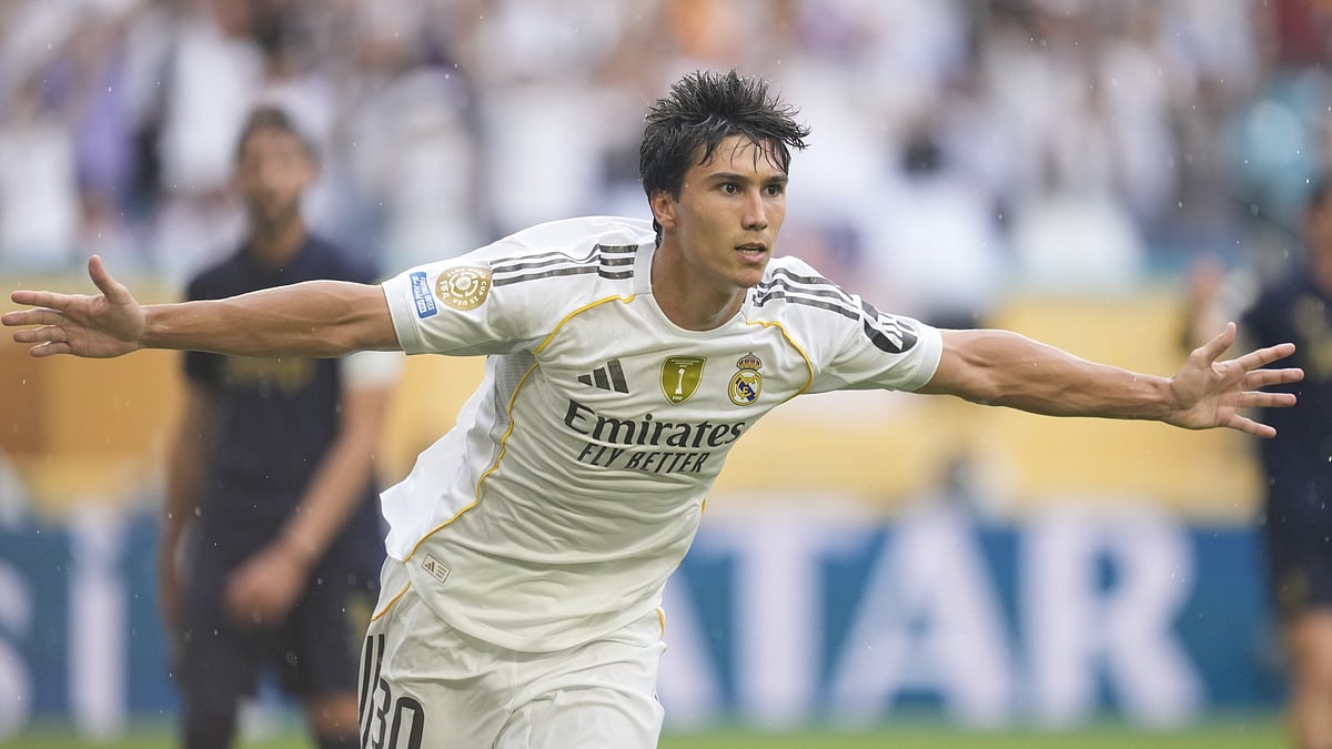 File : Real Madrid vs Juventus, FIFA Club World Cup 2025: Gonzalo Garcia celebrates afer scoring.