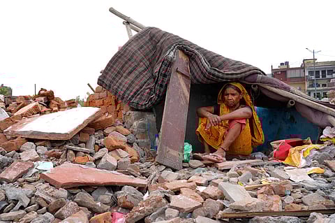 Kunti Devi is worried about her daughter's demolished home 