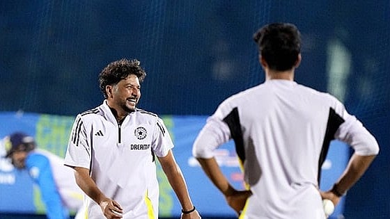 Kuldeep Yadav during a practice session - | Photo: PTI/Arun Sharma