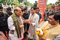 RJD Defamed Bihar Across World: Rajnath Singh In Darbhanga | Photo: PTI : Rajnath Singh in Bihar