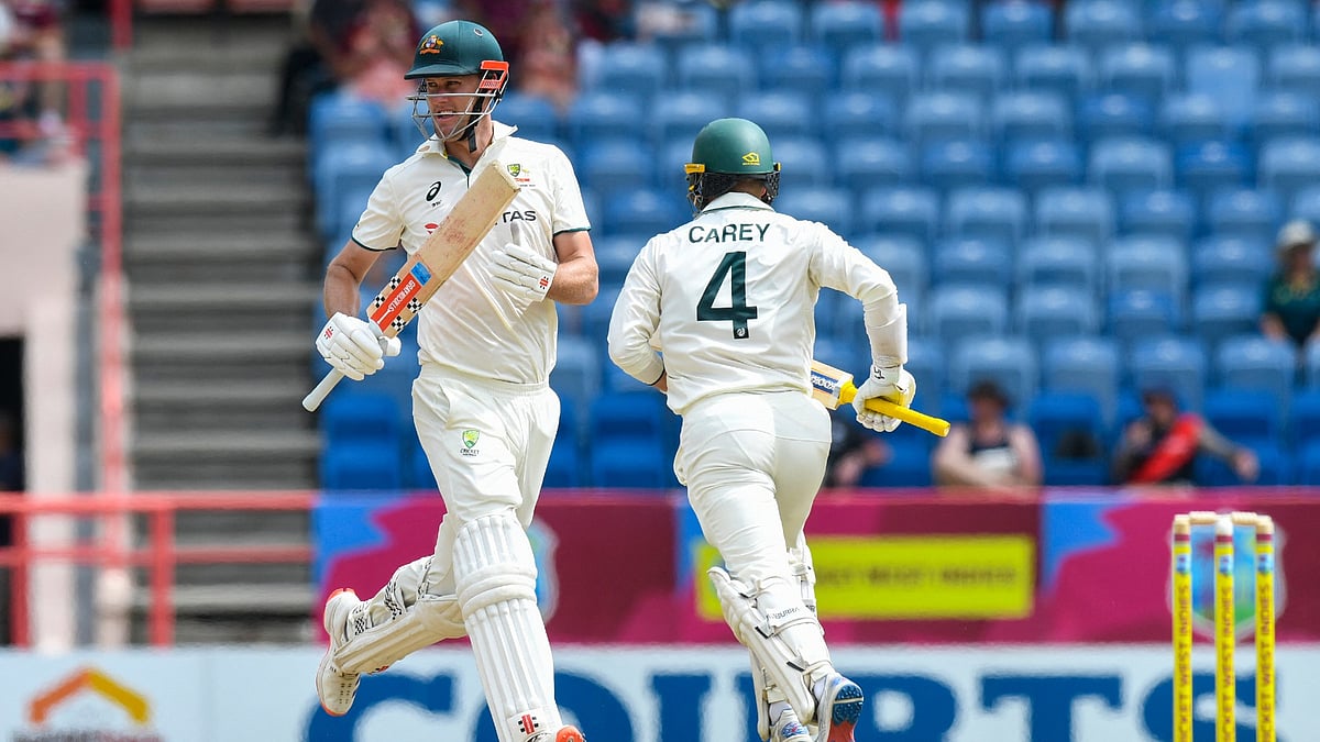File : West Indies Vs Australia 2nd Test Day 1: Australia's Beau Webster and Alex Carey in action.