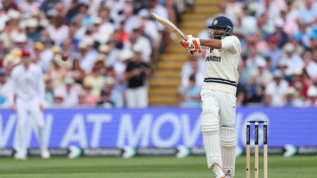 India's Ravindra Jadeja plays a shot on day two of the second cricket test match between England and India at Edgbaston in Birmingham, England, Thursday, July 3, 2025.  - AP/Scott Heppell