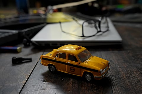 The replica of iconic yellow taxi. 