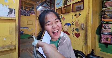 At the Centre for Community Initiative, a young girl uses My First Voice to express herself clearly for the first time. The app mimics the tone and accent of each child using AI, helping them speak with emotional resonance.
