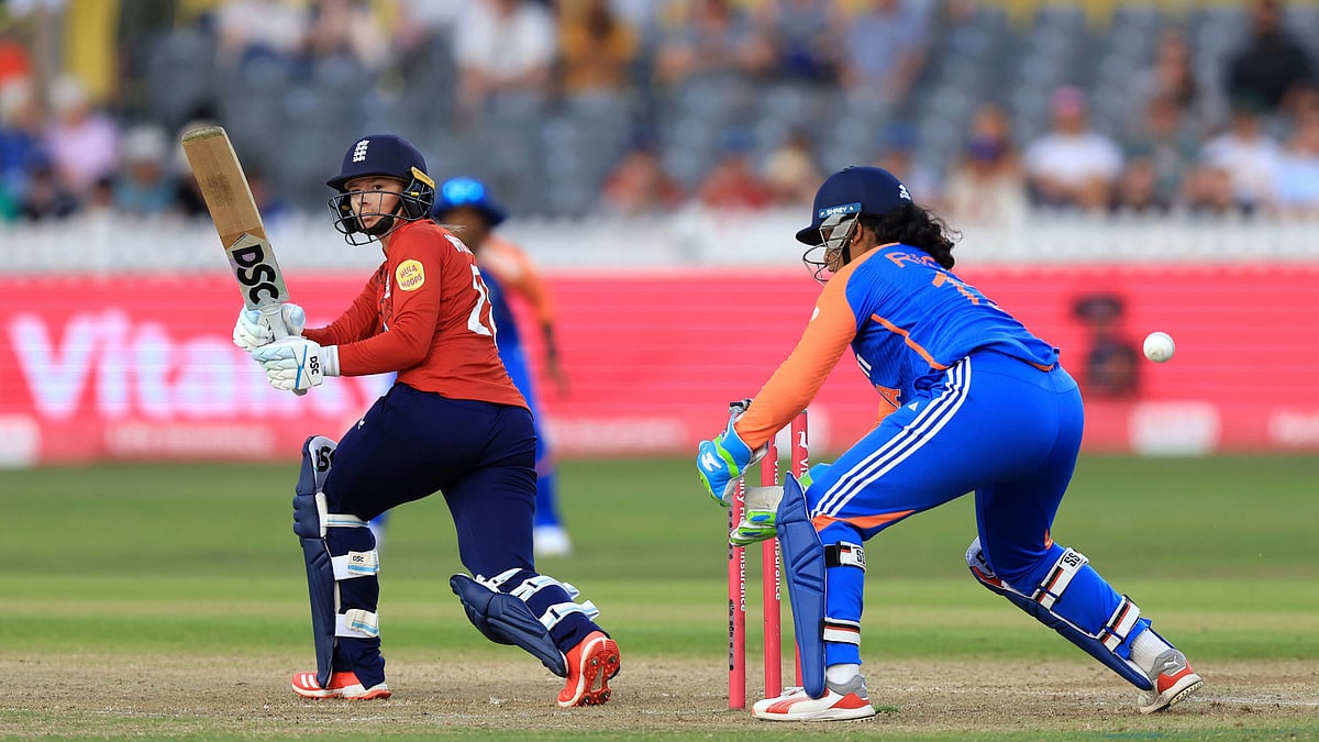 Nigel French/PA via AP : England's Danni Wyatt-Hodge bats during the second Women's International T20 Match between England and India at the Seat Unique Stadium, Bristol, England.