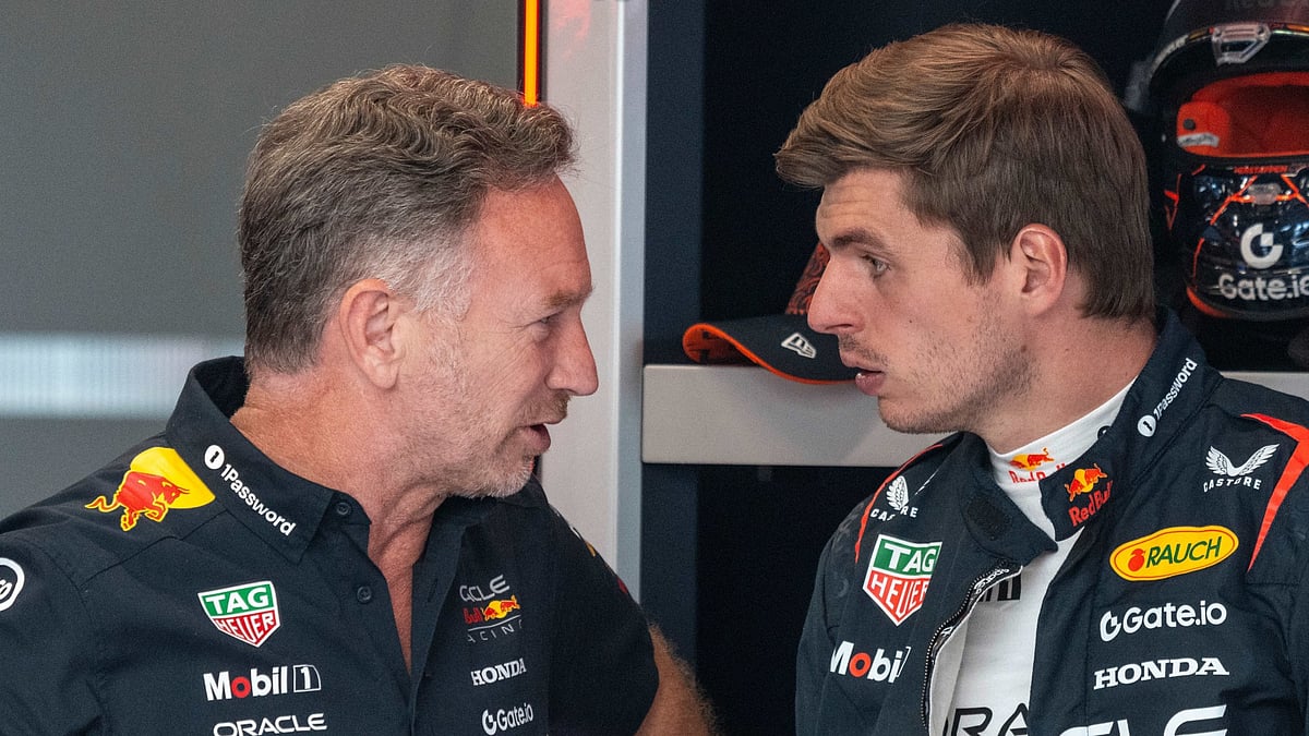 Red Bull team principal Christian Horner and Max Verstappen