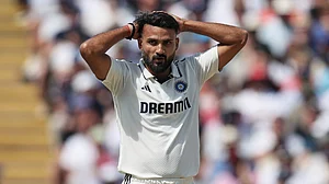 | Photo: AP/Scott Heppell : India vs England 2nd Test Day 4: India's Akash Deep reacts after bowling a delivery on day three of the second cricket test match between England and India at Edgbaston in Birmingham, England, Friday, July 4, 2025. (AP Photo/Scott Heppell)