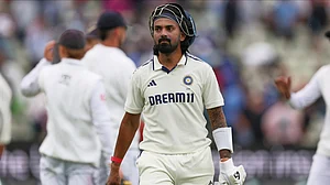 | Photo: AP/Scott Heppell : India vs England 2nd Test Day 4: KL Rahul leaves the field at the end of play on day three of the second cricket test match between England and India at Edgbaston in Birmingham, England, Friday, July 4, 2025.