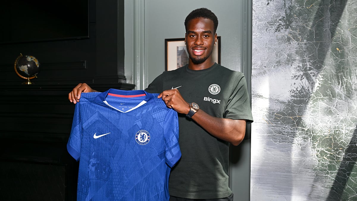 Jamie Gittens was unveiled as a Chelsea player in Philadelphia on Saturday. - null