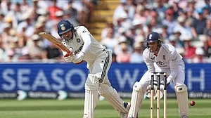 AP Photo/Scott Heppell : India's captain Shubman Gill bats on day two of the second cricket test match between England and India at Edgbaston in Birmingham.