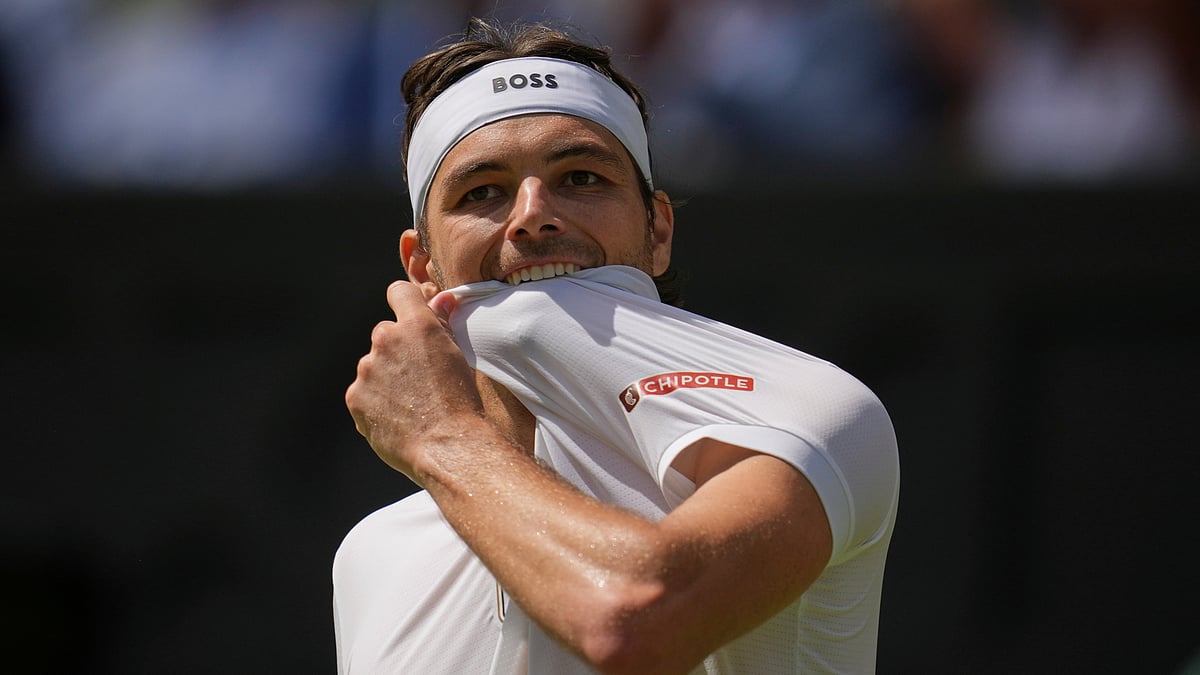 | Photo: AP/Kin Cheung : Taylor Fritz Vs Jordan Thompson, Wimbledon 2025: Taylor Fritz of the U.S. reacts as he plays Alejandro Davidovich Fokina of Spain during a third round singles match at the Wimbledon Tennis Championships in London, Friday, July 4, 2025.