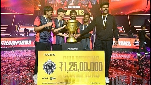 Special Arrangement : Aryan x TMG Gaming celebrate after winning the Battlegrounds Mobile India Pro Series tournament.