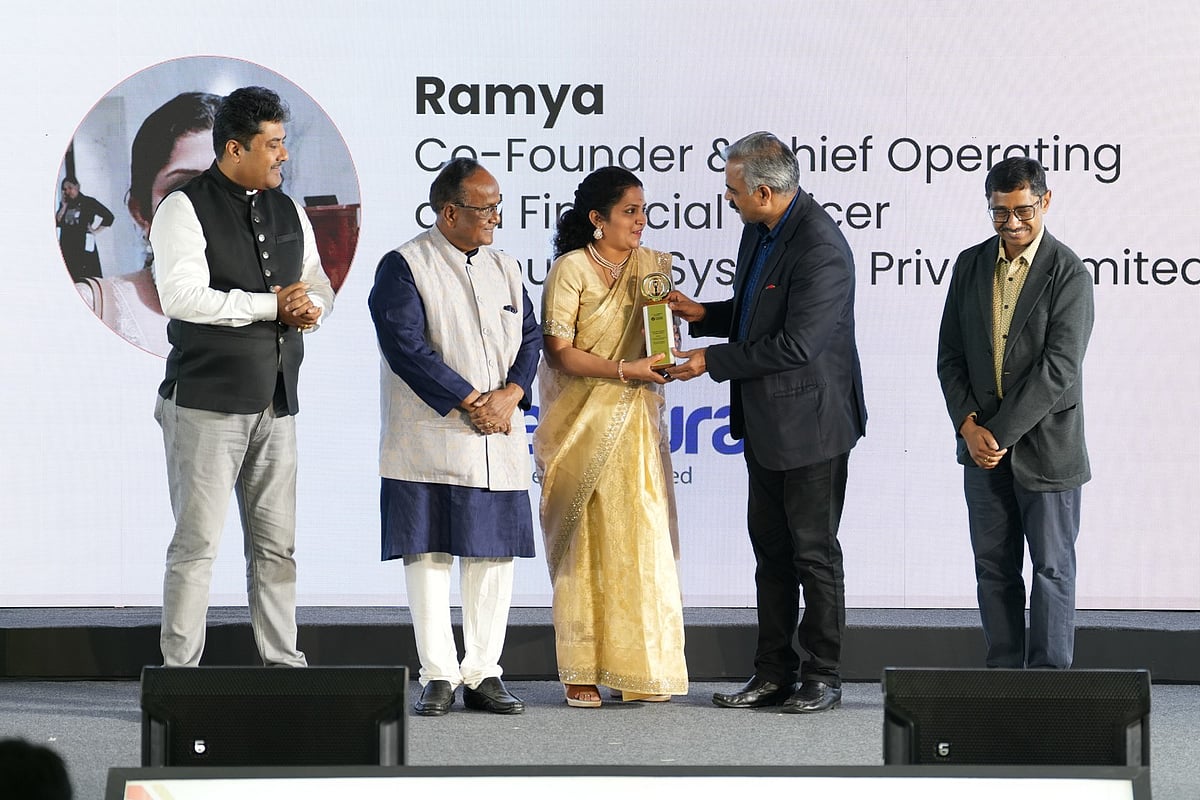 Ramya, Co-Founder and Chief Operating and Financial Officer receiving the award