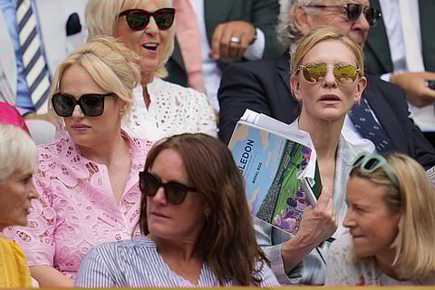 Wimbledon Tennis 2025: Actors Cate Blanchett, right, and Rebel Wilson
