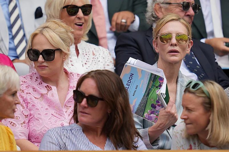 Celebrities attend 2025 Wimbledon Tennis in London_Actors Cate Blanchett, and Rebel Wilson