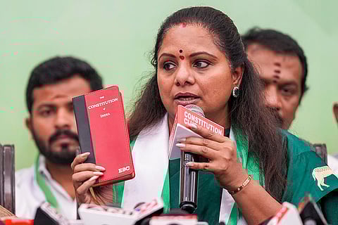 K Kavitha addresses media