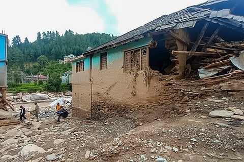 A damaged residential area in Mandi
