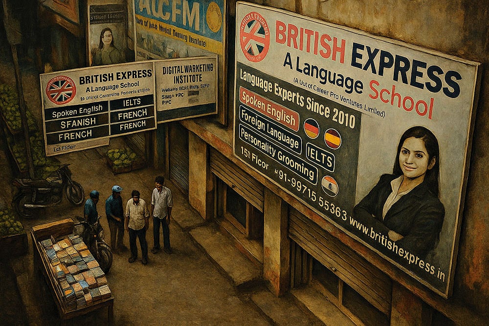 Offerings Galore: Coaching centres in Delhi’s Lakshmi Nagar advertising catered study packages for students aspiring to study abroad - null