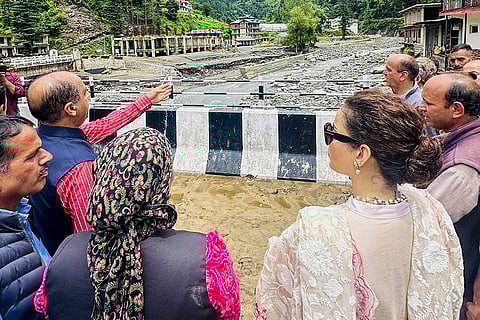Kangana Ranaut visits a flood-affected area