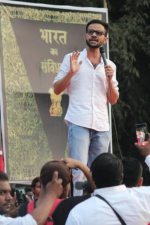 Umar Khalid at an anti-CAA protest
