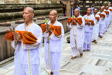 Devotees from Thailand get ordinated as Buddhist monks