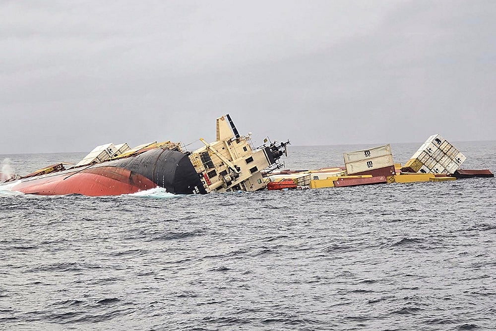File photo : Container vessel MSC Elsa 3 that sank in the Arabian Sea