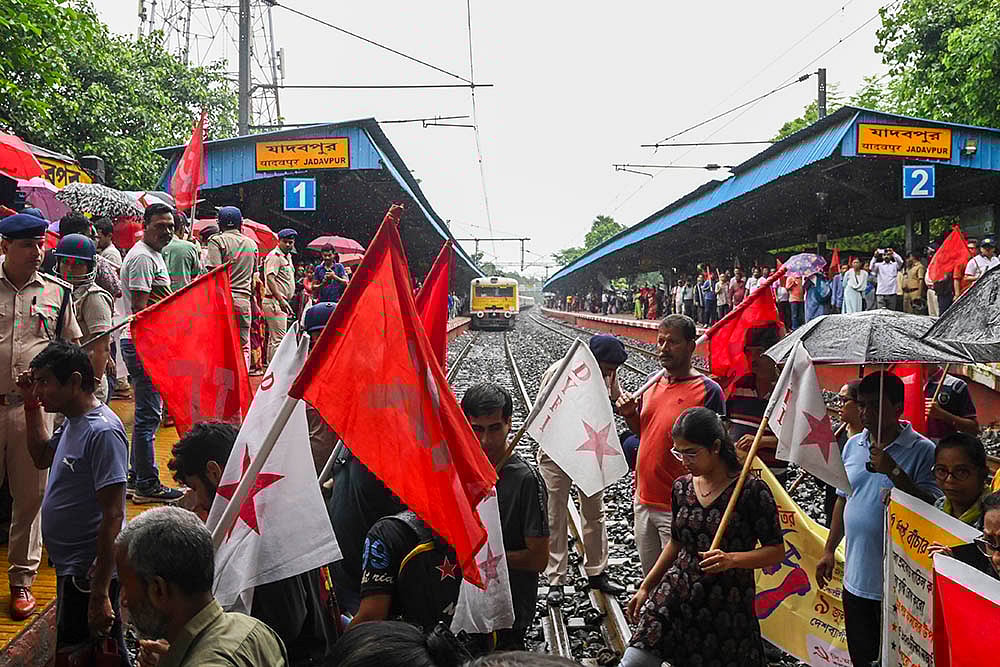 | Photo: PTI : Nationwide trade unions' strike