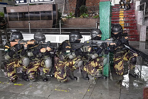 Security forces mock drill at Kathgodam railway station