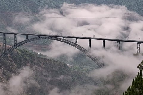 Clouds surround Chenab Bridge