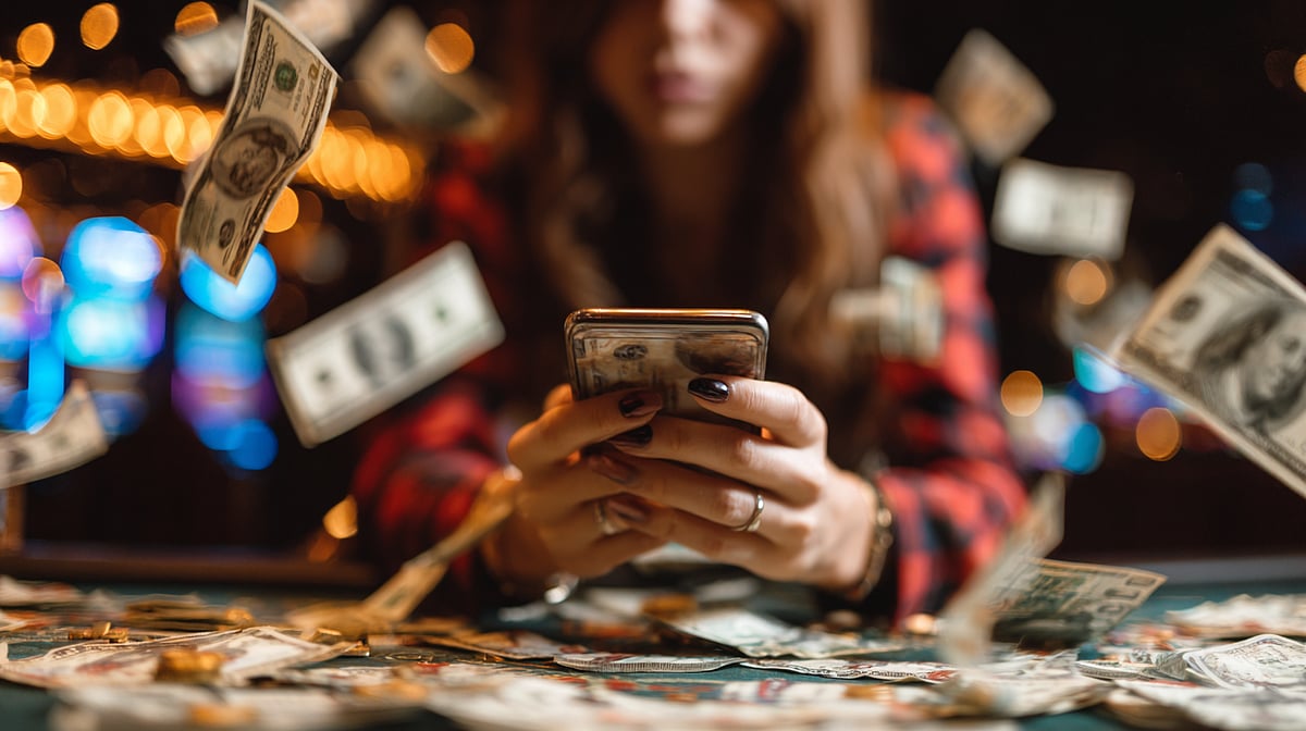 A Women is holding a phone in her hand