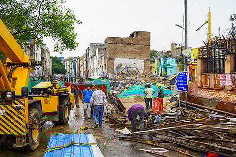 Three-storey building collapses in Delhi's Bada Hindu Rao area