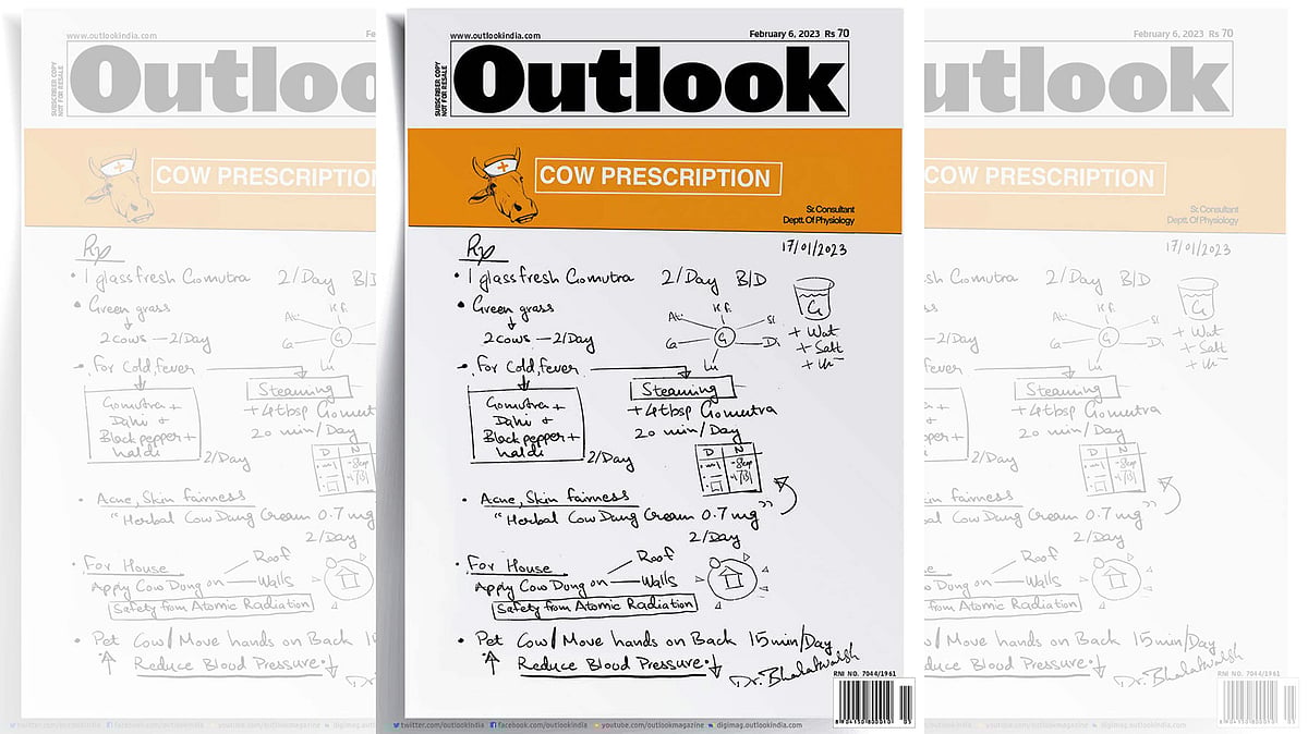 File Photo  : Outlook Magazine's  February 6, 2023 cover issue examined the myth of the 'holy cow' , the half-truths surrounding it, and its central role in modern political debates