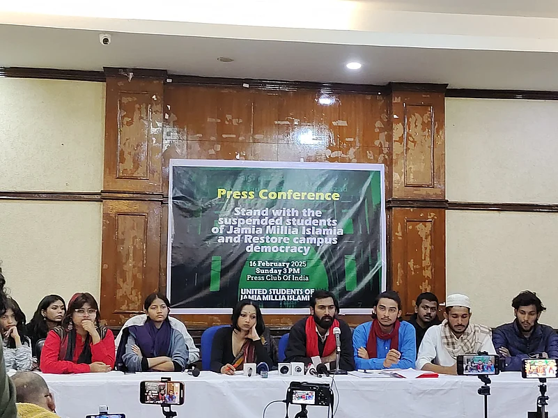 Jamia Students Holding a Press Conference after Suspension
