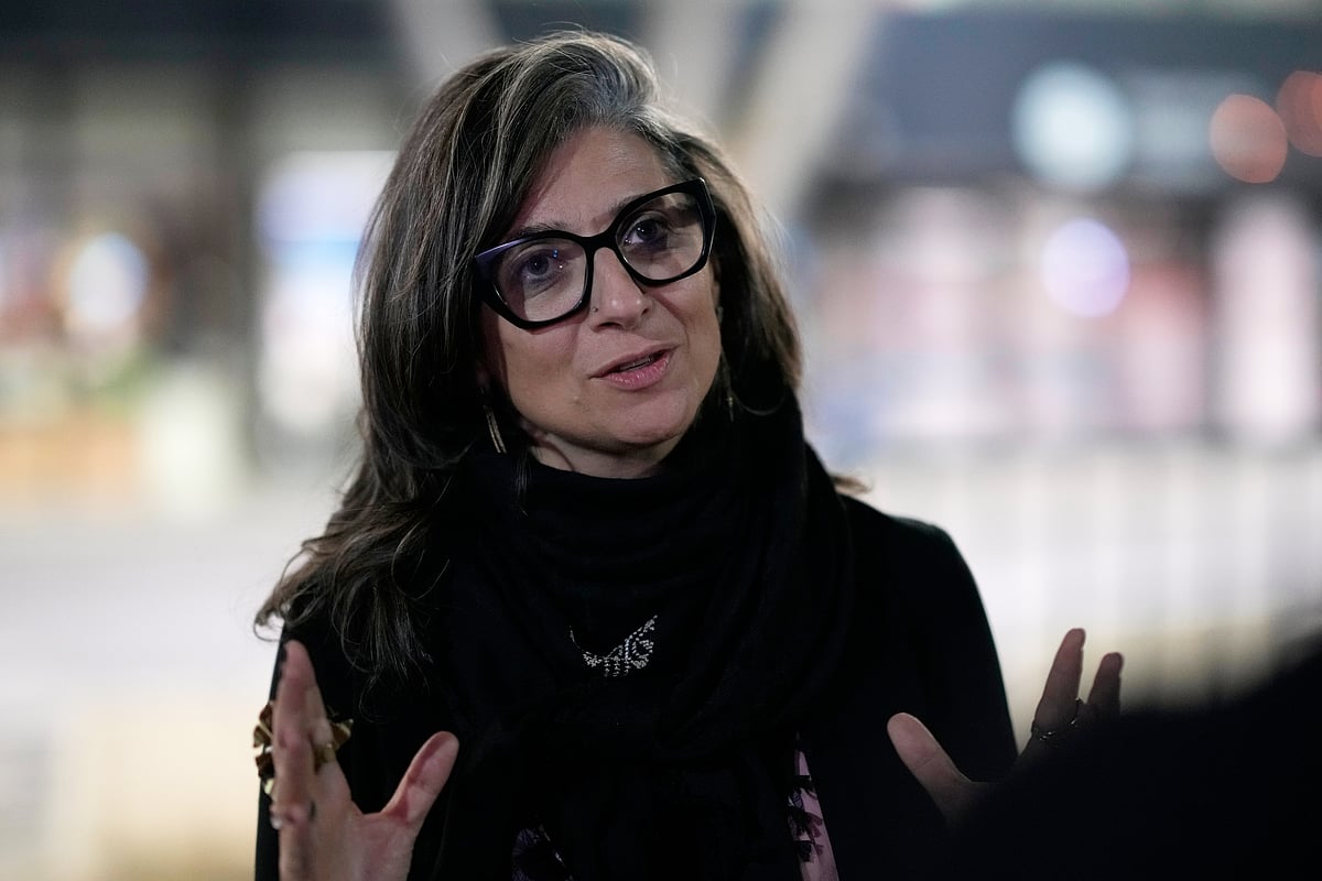 AP Photo/Darko Bandic : U.N. Special Rapporteur for the Occupied Palestinian Territories Francesca Albanese talks to The Associated Press at the Sarajevo airport in Sarajevo, Bosnia and Herzegovina, Thursday, July 10, 2025, on her way to events commemorating the 30th anniversary of the Srebrenica genocide. 