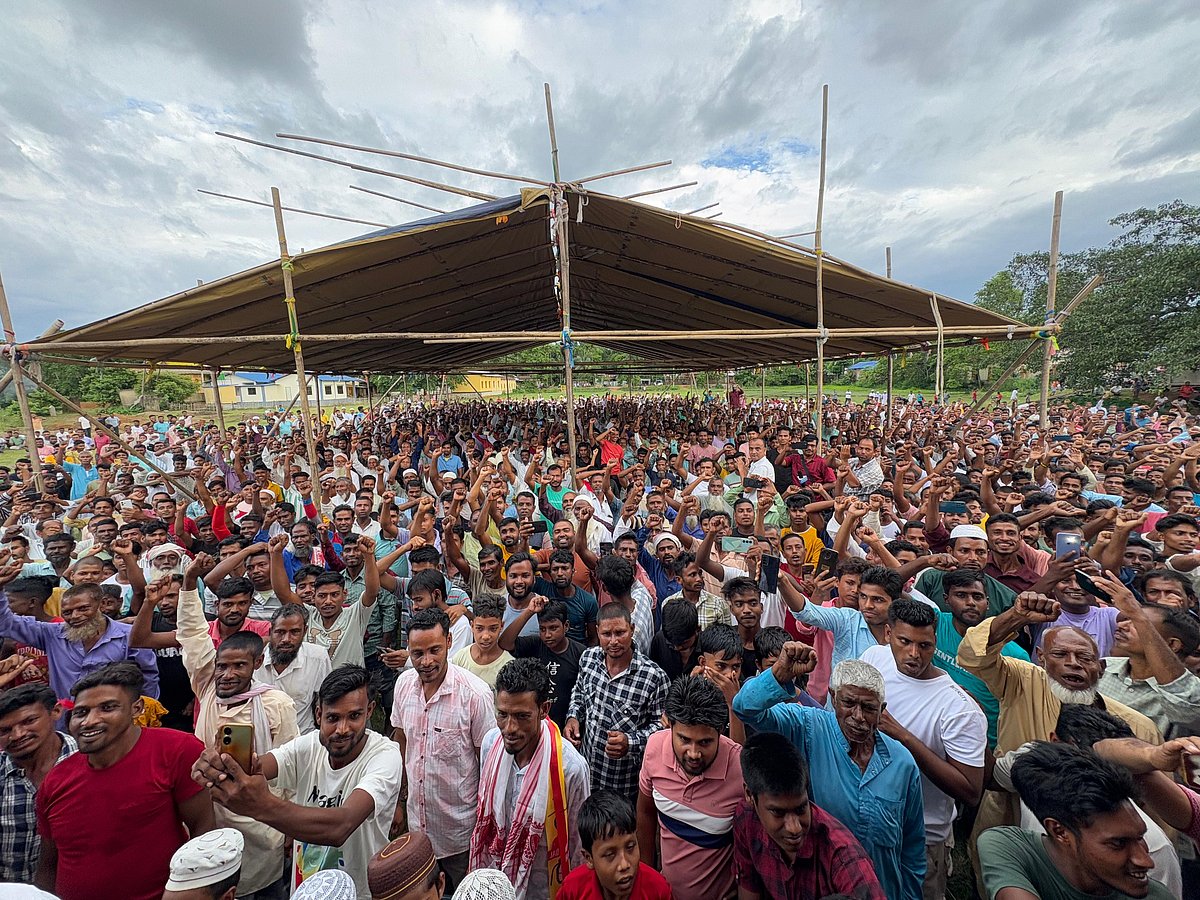 Special Arrangement : Protests in the Bilapshipara area of Dhubri district