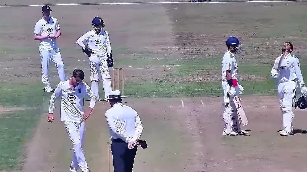 Photo: Screengrab : India U19 cricket team captain Ayush Mhatre after hitting a century against England in the 1st Youth Test.